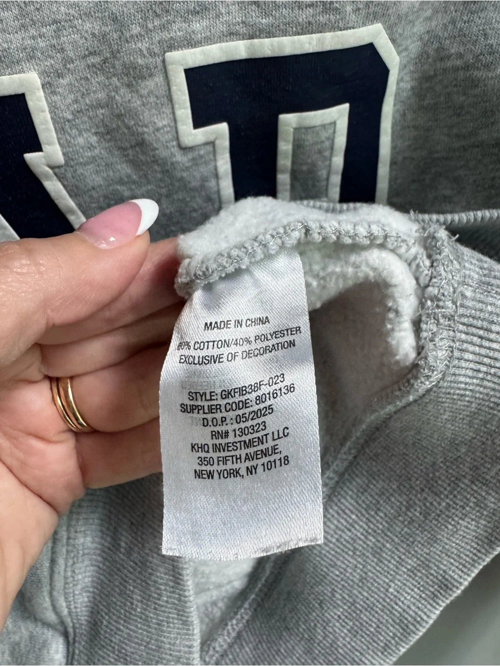 GAP Kids Light Gray Hoodie with Navy Lettering